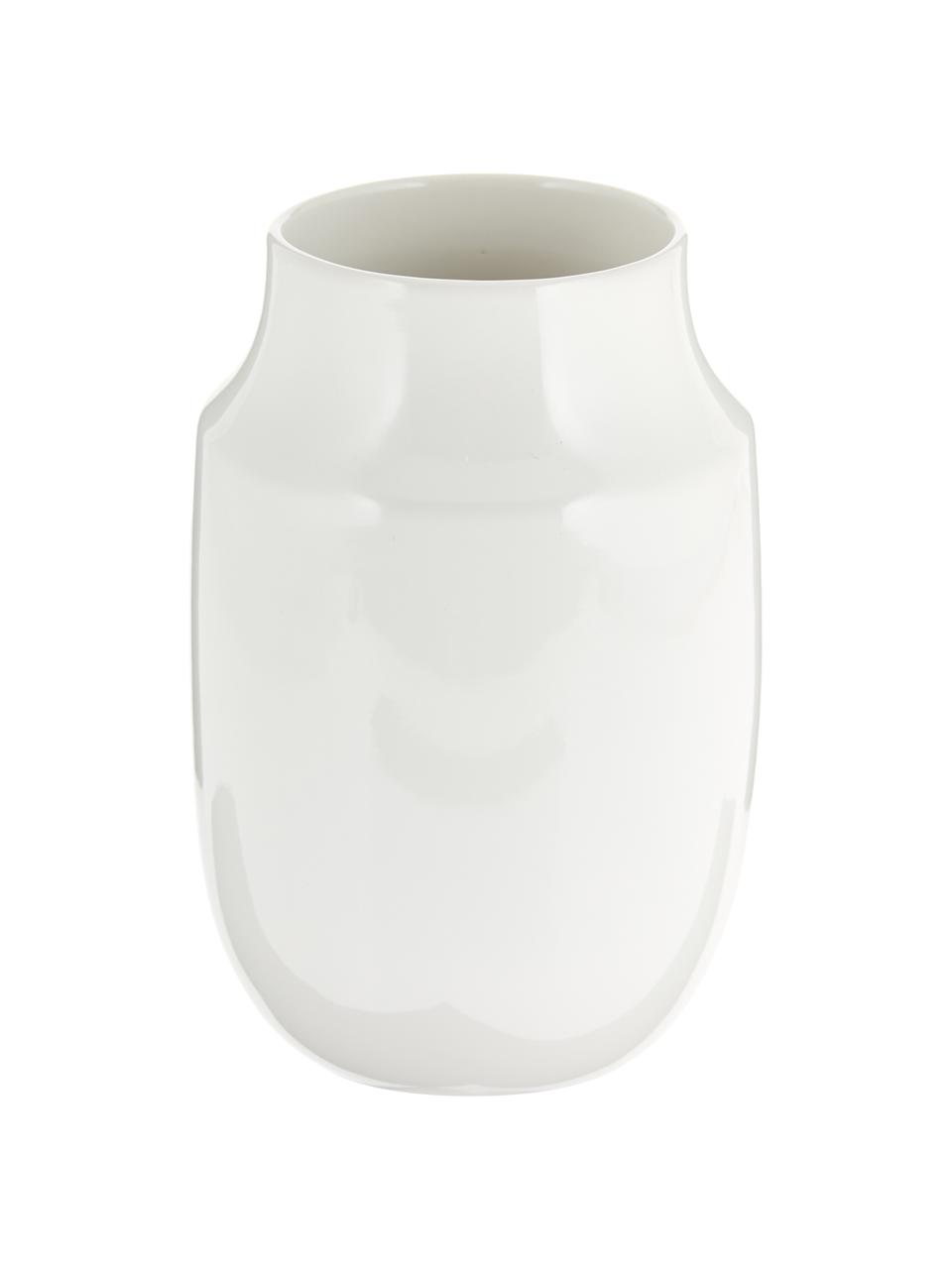 Vase fait main Valeria, Céramique, Blanc, brillant, Ø 13 x haut. 20 cm