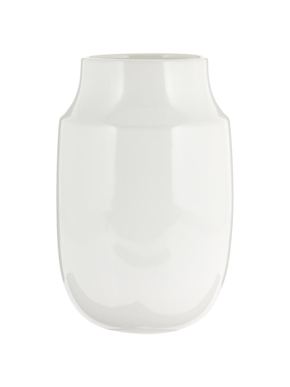 Vase fait main Valeria, Céramique, Blanc, brillant, Ø 13 x haut. 20 cm