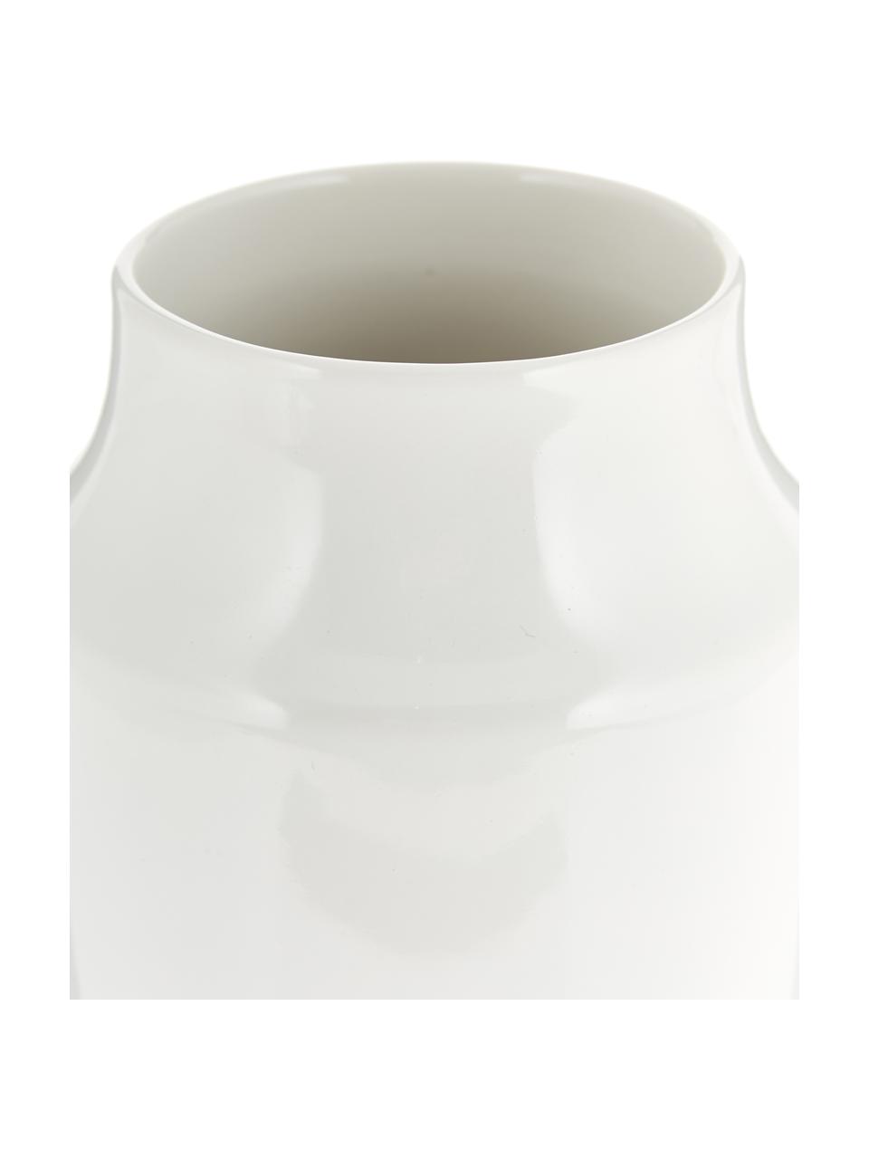 Vase fait main Valeria, Céramique, Blanc, brillant, Ø 13 x haut. 20 cm