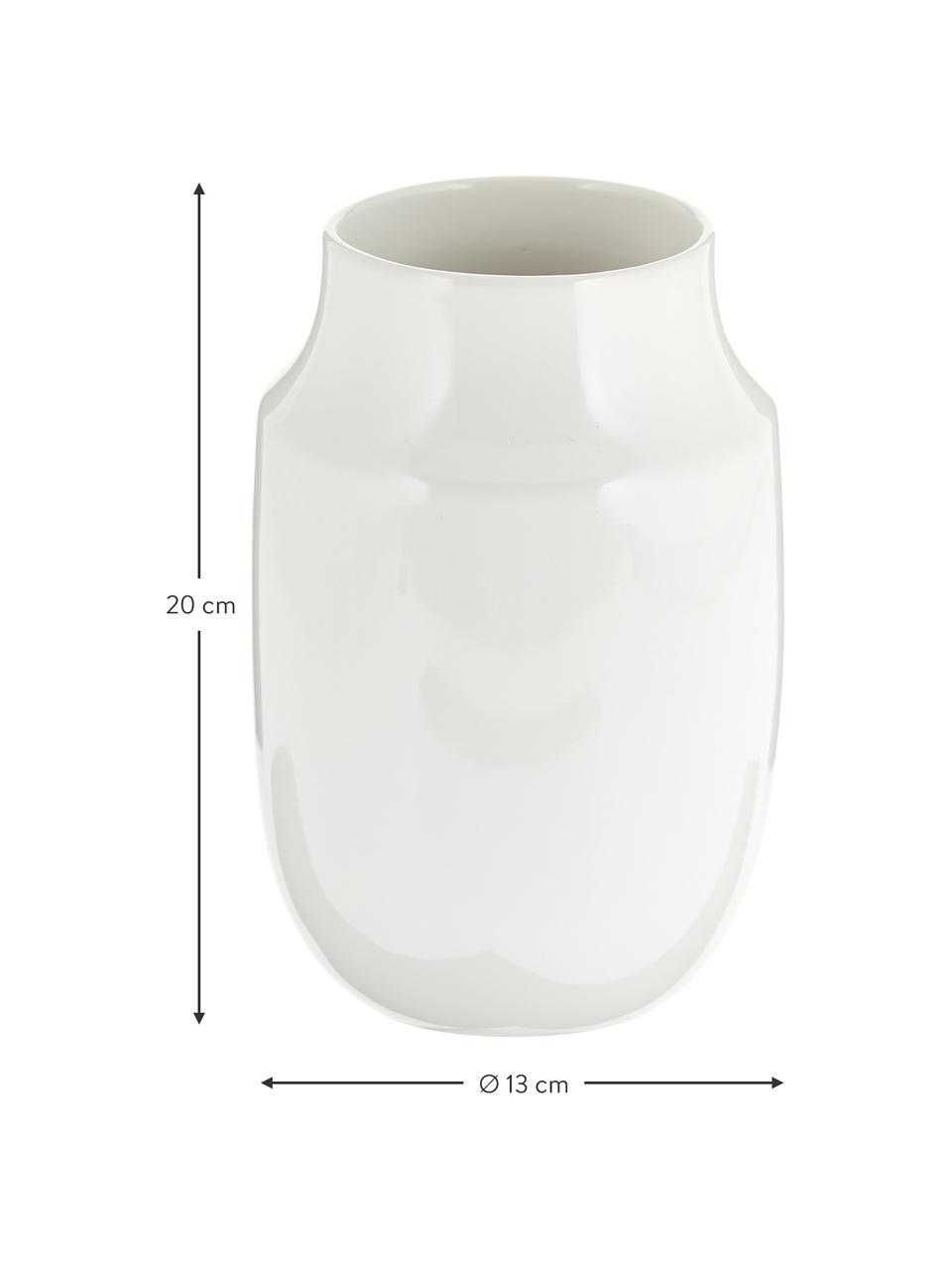 Handgemachte Vase Valeria, Keramik, Weiß, glänzend, Ø 13 x H 20 cm