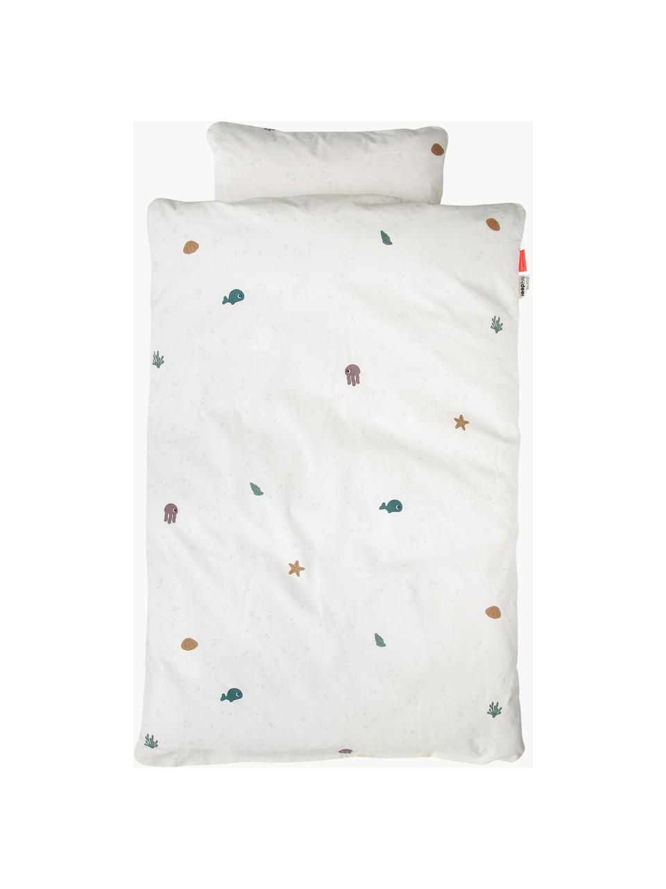 Parure de lit en coton bio Sea, 100 % coton bio, certifié GOTS, Ecru, multicolore, 100 x 140 cm + 1 taie d'oreiller 40 x 60 cm