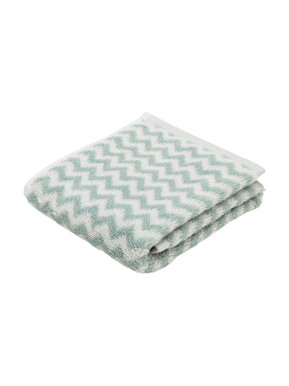 Toallas en zigzag Liv, 2 uds., Verde, blanco, Toalla tocador, An 30 x L 50 cm, 2 uds.