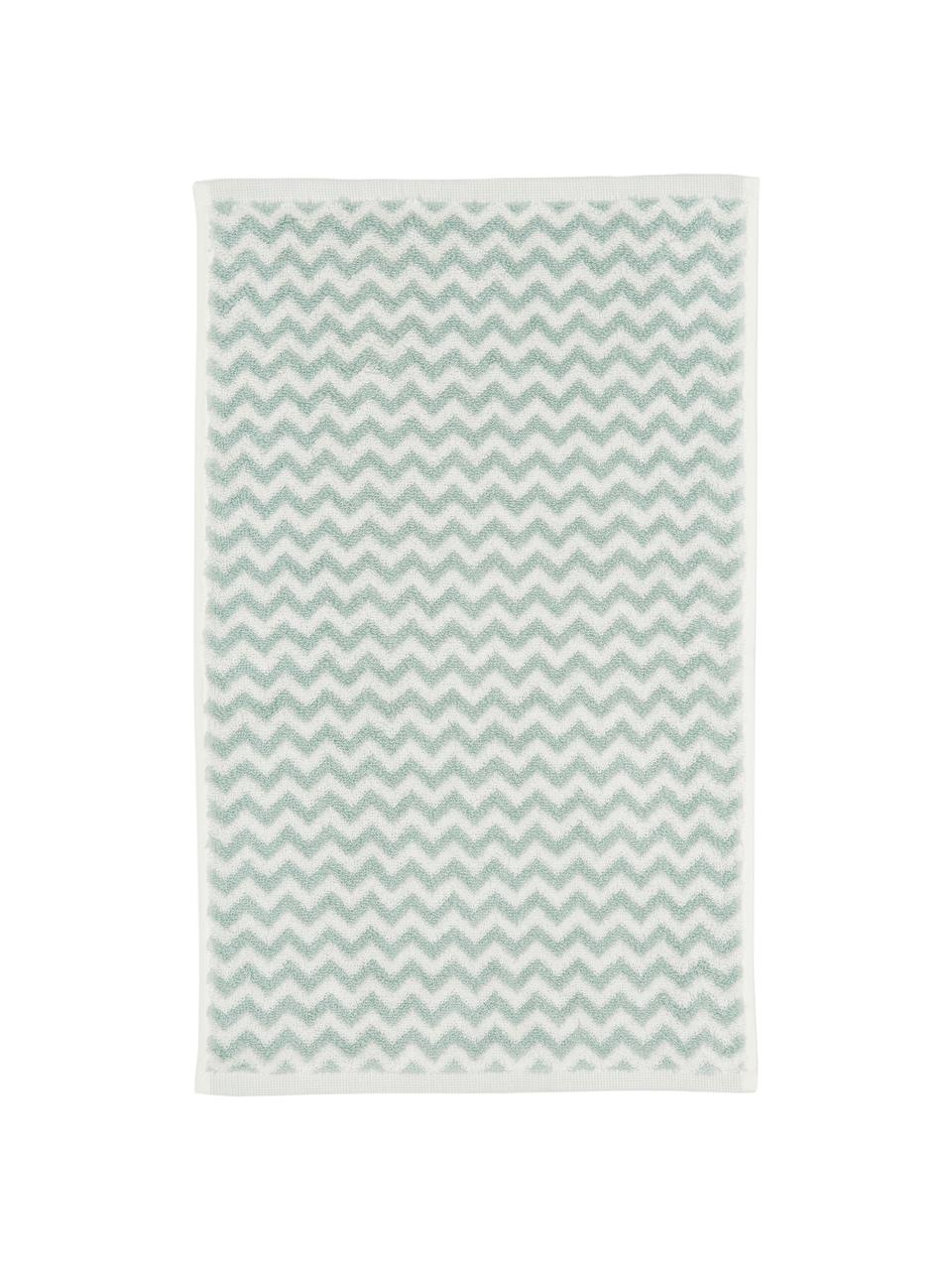 Toallas en zigzag Liv, 2 uds., Verde, blanco, Toalla tocador, An 30 x L 50 cm, 2 uds.