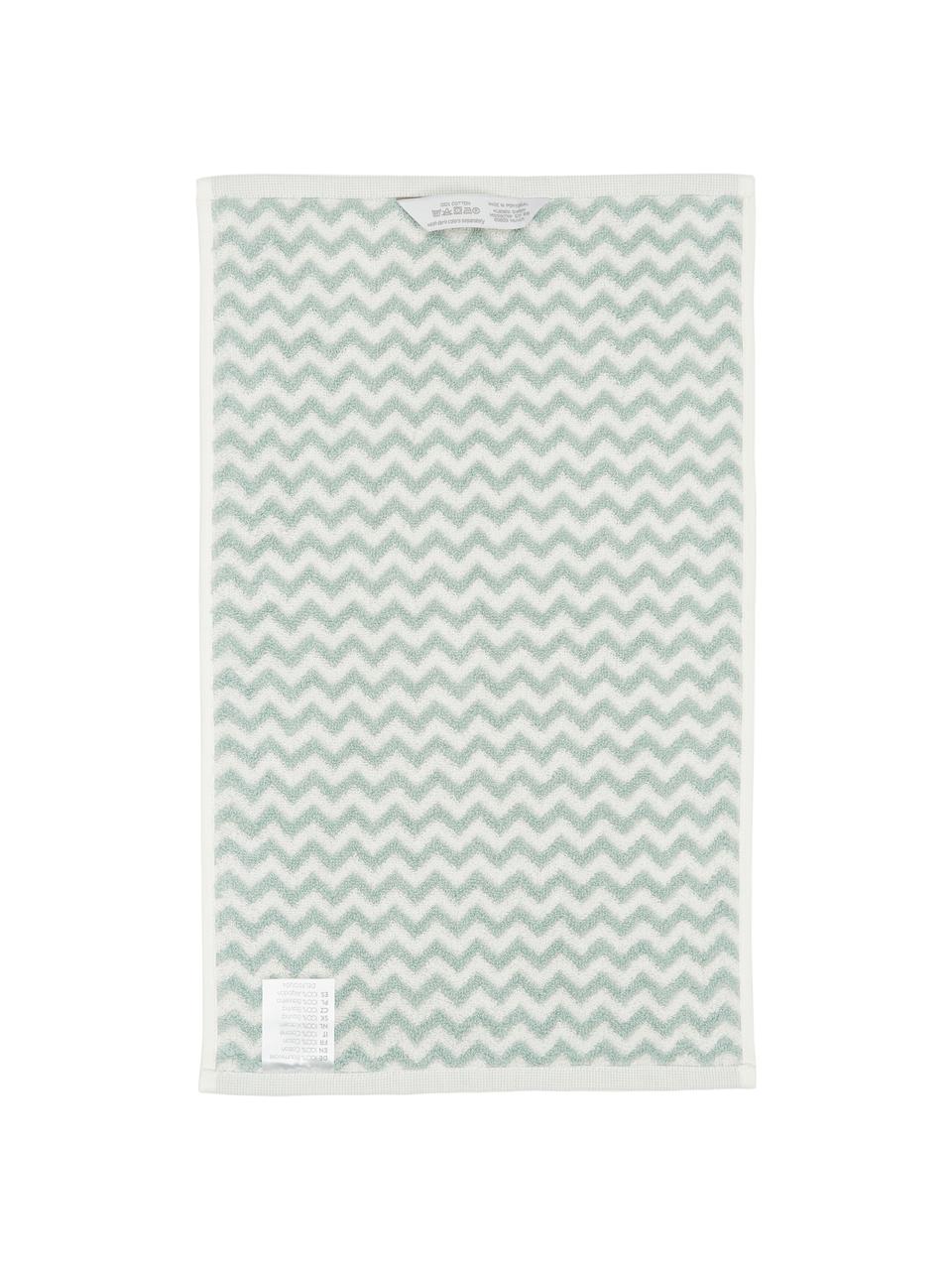 Toallas en zigzag Liv, 2 uds., Verde, blanco, Toalla tocador, An 30 x L 50 cm, 2 uds.