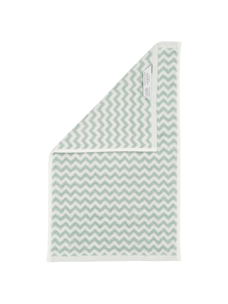 Handdoek Liv met zigzag patroon, 2 stuks, 100% katoen, middelzware kwaliteit, 550 g/m², Groen, wit, Gastendoekje, B 30 x L 50 cm, 2 stuks