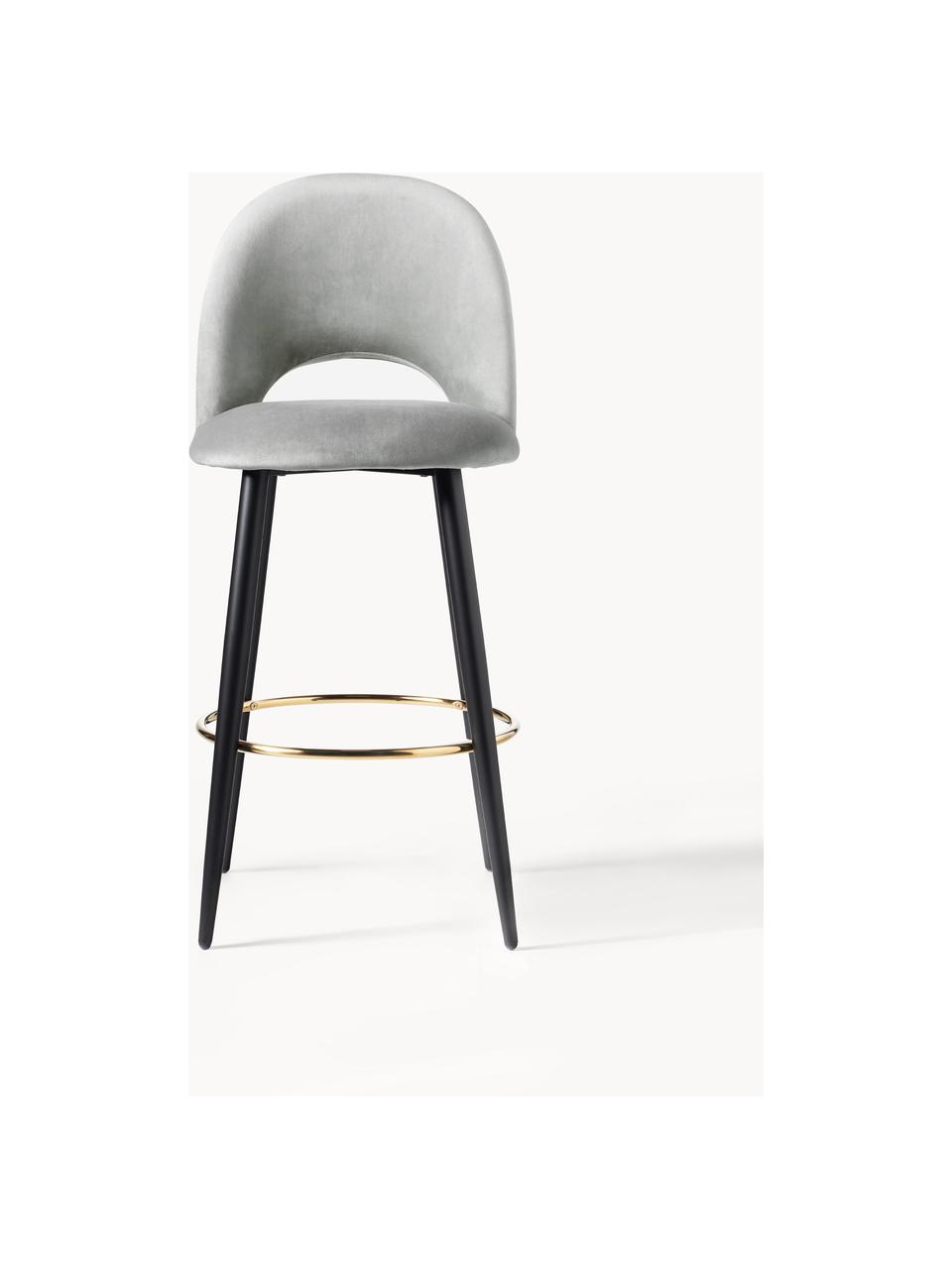 Sametová barová židle Rachel, Světle šedá, Š 48 cm, V 110 cm