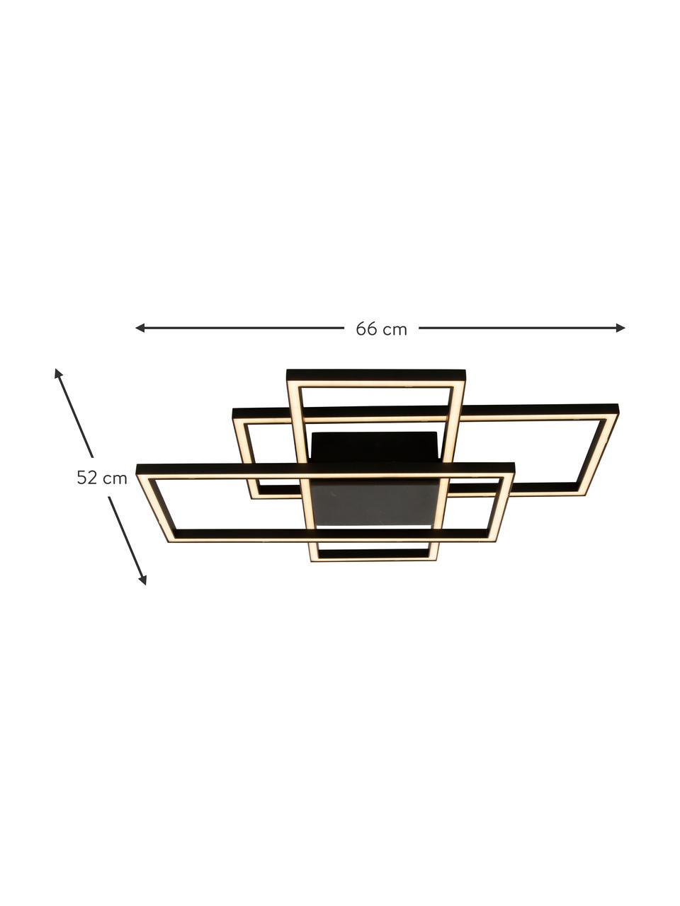 Plafón LED regulable New York, Estructura: metal recubierto, Negro, An 66 x Al 9 cm