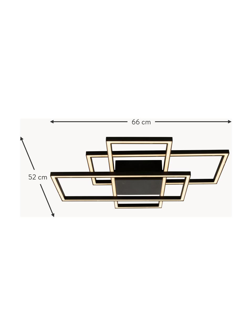 Plafonnier LED design New York, Noir, larg. 66 x haut. 9 cm