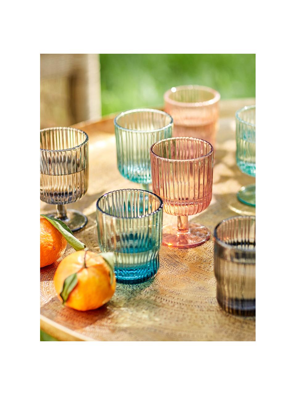 Vasos con relieve Chelsea, 6 uds., Vidrio, Gris, Ø 8 x Al 10 cm, 250 ml