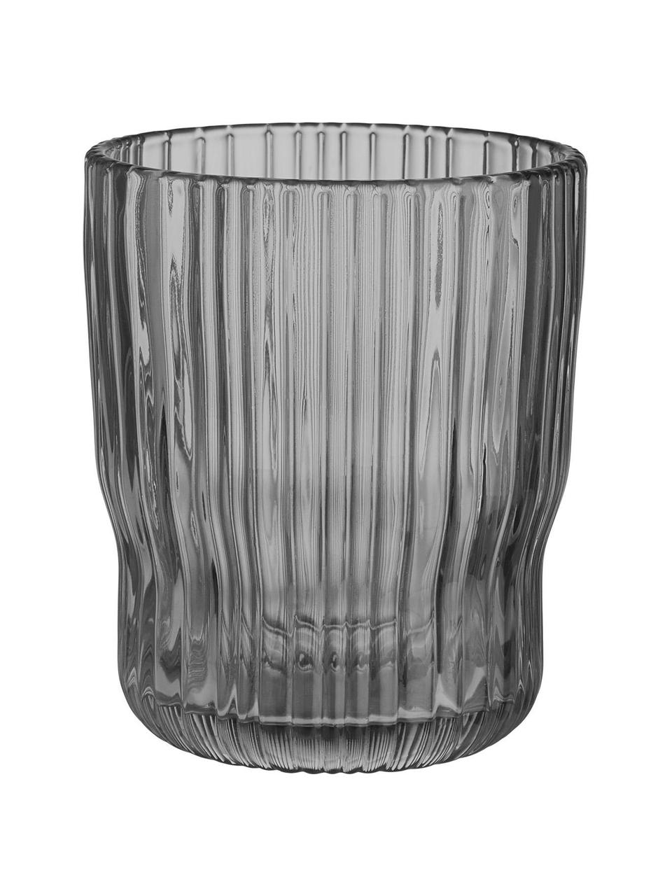 Verre à eau avec relief rainuré Chelsea, 6 pièces, Verre, Gris, Ø 8 x haut. 10 cm, 250 ml