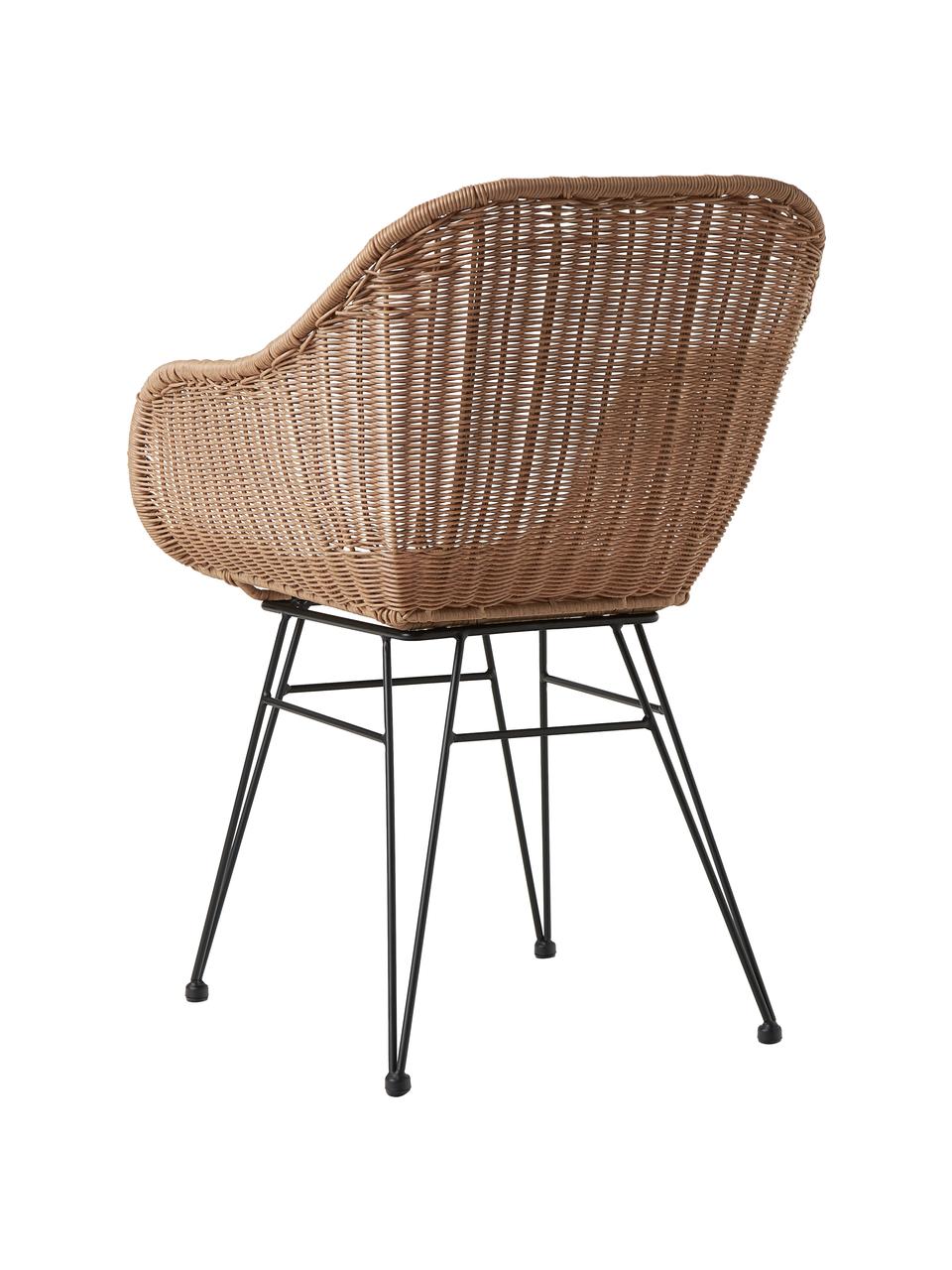 Polyratanové židle s područkami Costa, 2 ks, Béžová, Š 57 cm, V 58 cm