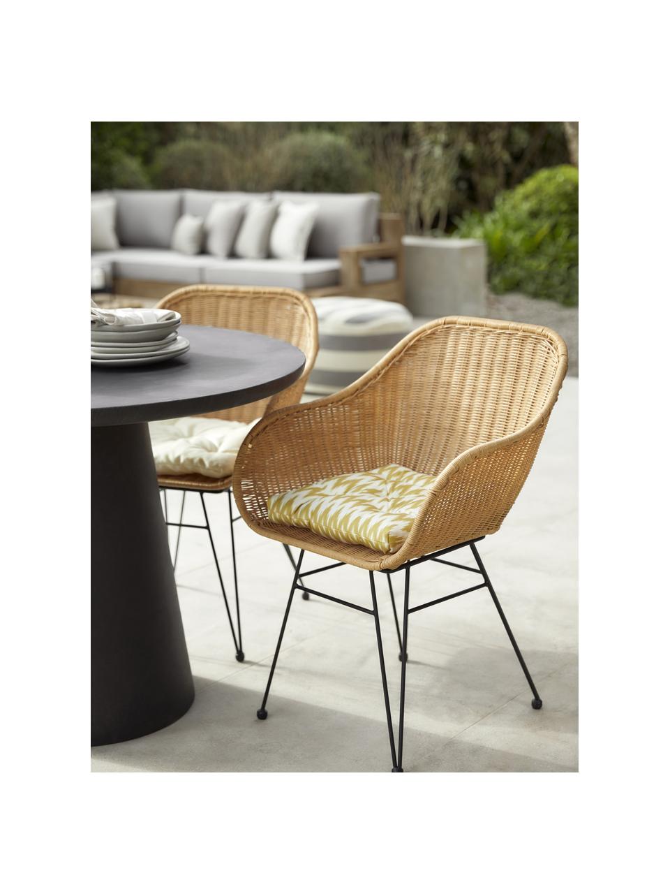 Polyratanové židle s područkami Costa, 2 ks, Světle hnědá, černá, Š 57 cm, V 58 cm