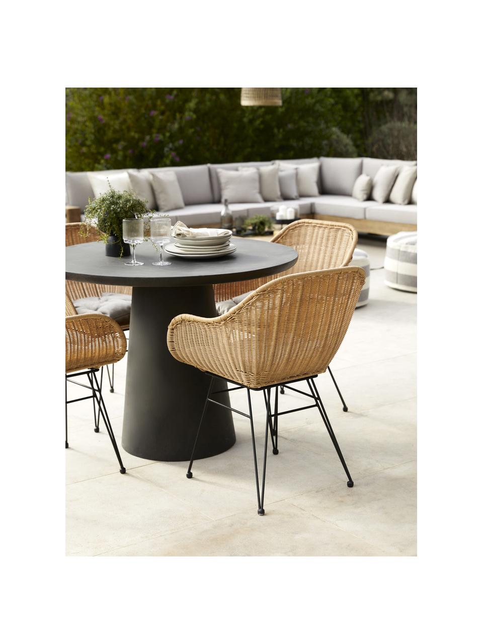 Polyratanové židle s područkami Costa, 2 ks, Světle hnědá, černá, Š 57 cm, V 58 cm