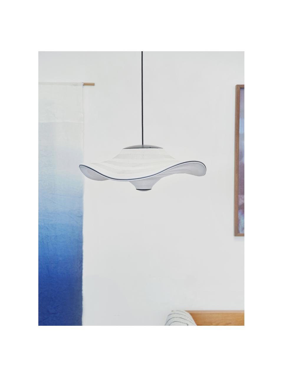 Lampada a sospensione a LED in fibra naturale Flying, Paralume: fibra naturale, Struttura: metallo rivestito, Bianco, Ø 58 x Alt. 27 cm