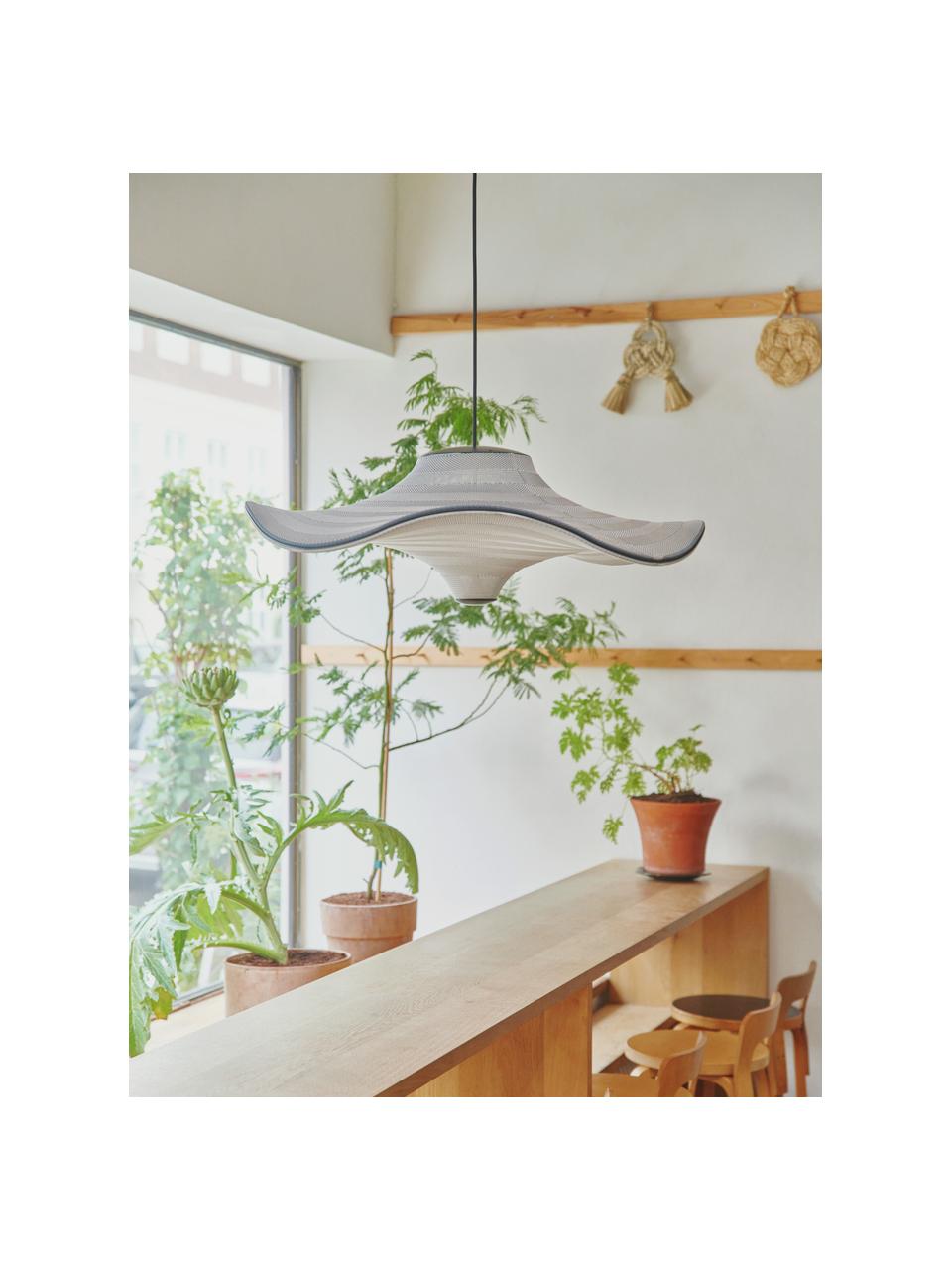 Suspension LED en fibres naturelles Flying, Blanc, Ø 58 x haut. 27 cm