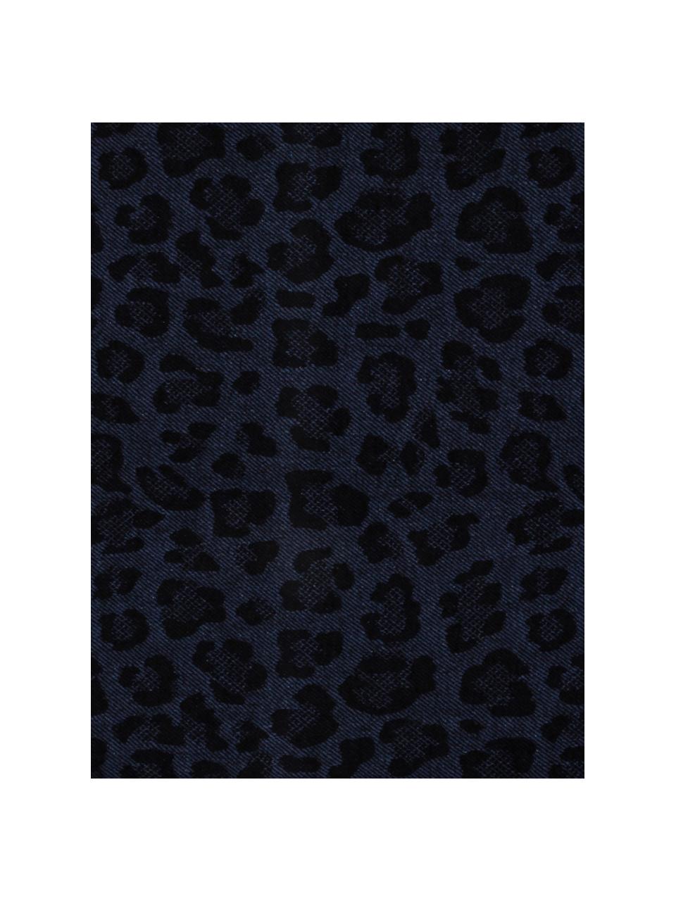 Plaid Bory mit Leoparden Print, 60% Baumwolle, 40% Acryl, Blau, B 150 x L 200