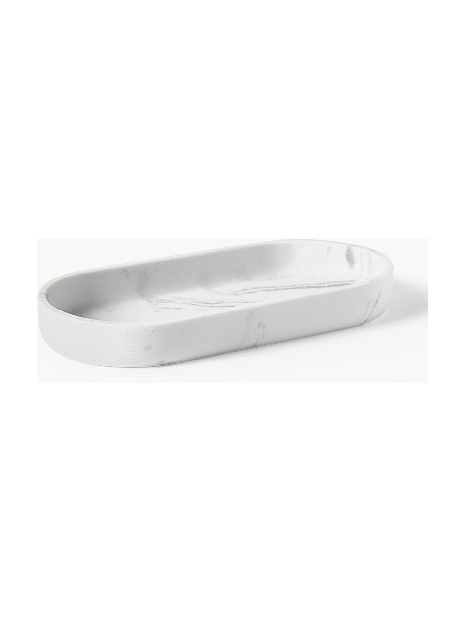 Bad-Accessoires Kyle in Marmor-Optik, 3er-Set, Pumpkopf: Kunststoff, Marmor-Optik Weiss, Set mit verschiedenen Grössen