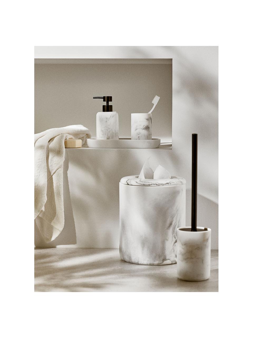Set di 3 accessori da bagno effetto marmo Kyle, Testa della pompa: plastica, Bianco effetto marmo, Set in varie misure