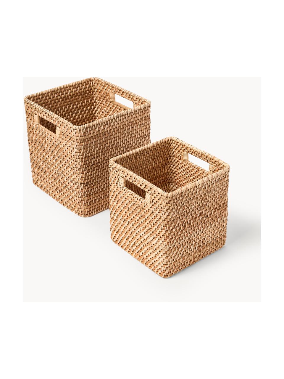 Set di 2 cesti Lurdes, Rattan, Marrone chiaro, Set in varie misure