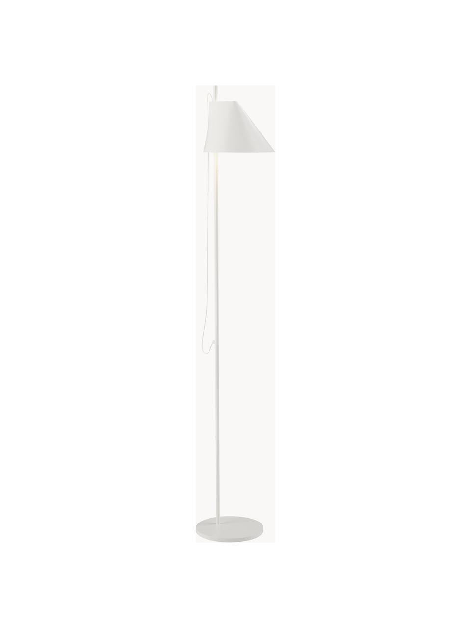 Lampa podłogowa LED z funkcją przyciemniania Yuh, Stelaż: mosiądz lakierowany, Biały, W 140 cm