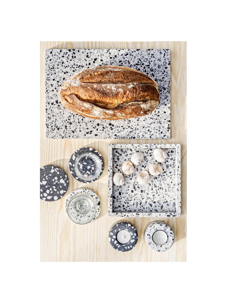 Plateau en terrazzo Hygge, Terrazzo, Tons gris, larg. 20 x prof. 20 cm