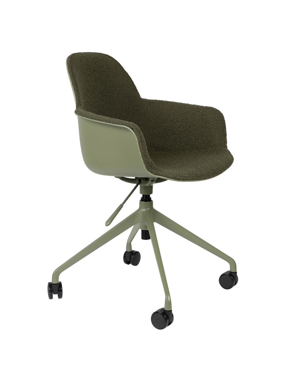 Chaise de bureau en tissu bouclé Albert, hauteur ajustable, Tissu bouclé vert, larg. 59 x prof. 52 cm