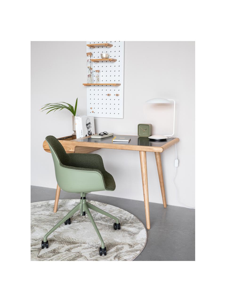 Chaise de bureau en tissu bouclé Albert, hauteur ajustable, Tissu bouclé vert, larg. 59 x prof. 52 cm