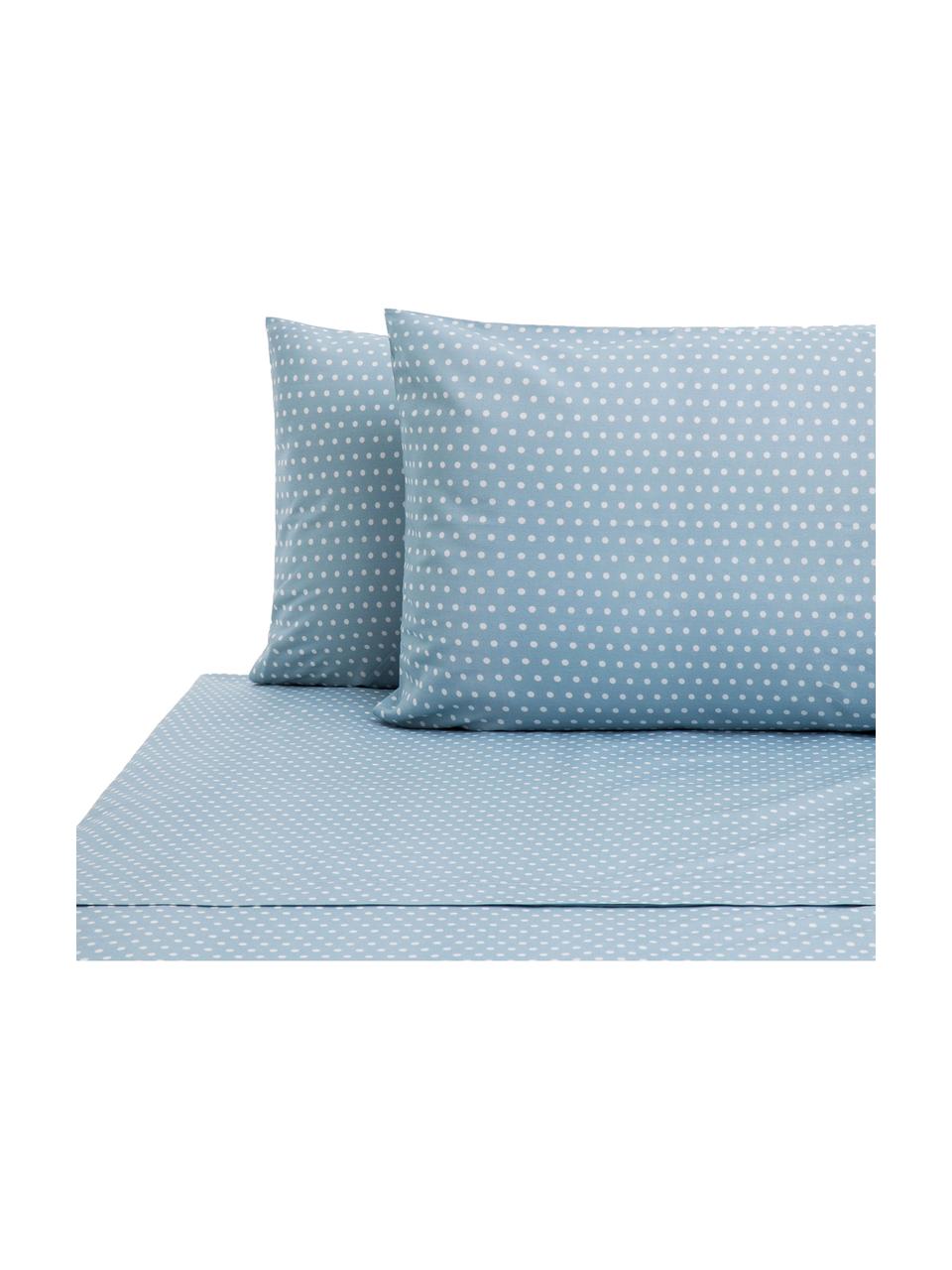 Set lenzuola in cotone Perun, Cotone

La biancheria da letto in cotone è piacevolmente morbida sulla pelle, assorbe bene l'umidità ed è adatta per chi soffre di allergie, Blu, bianco, 180 x 270 cm + 2 federe 50 x 80 cm