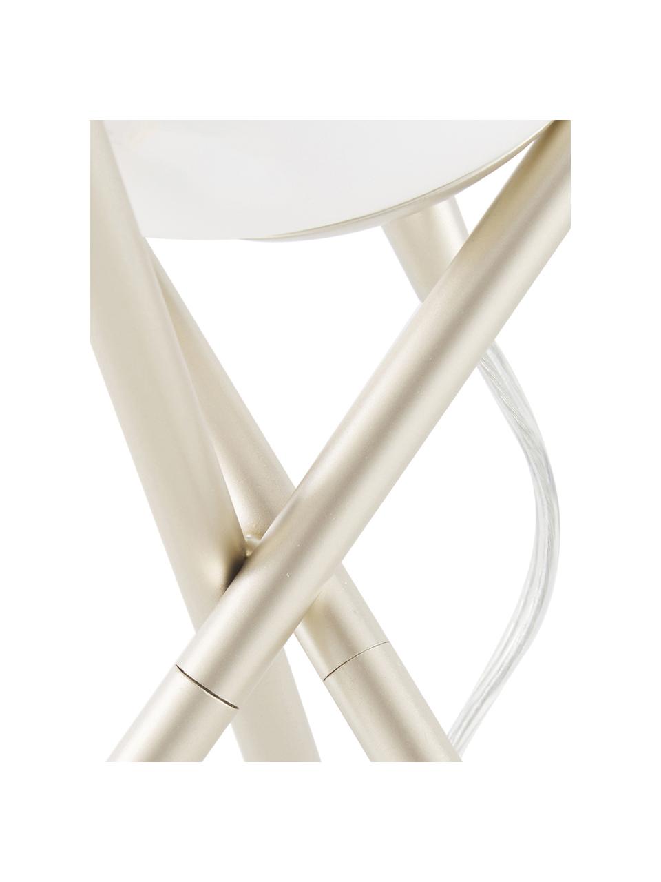 Kleine Tripod Tischlampe Erik mit Glasschirm, Lampenschirm: Glas, Lampenfuß: Metall, lackiert, Weiß, Champagnerfarben, Ø 15 x H 33 cm