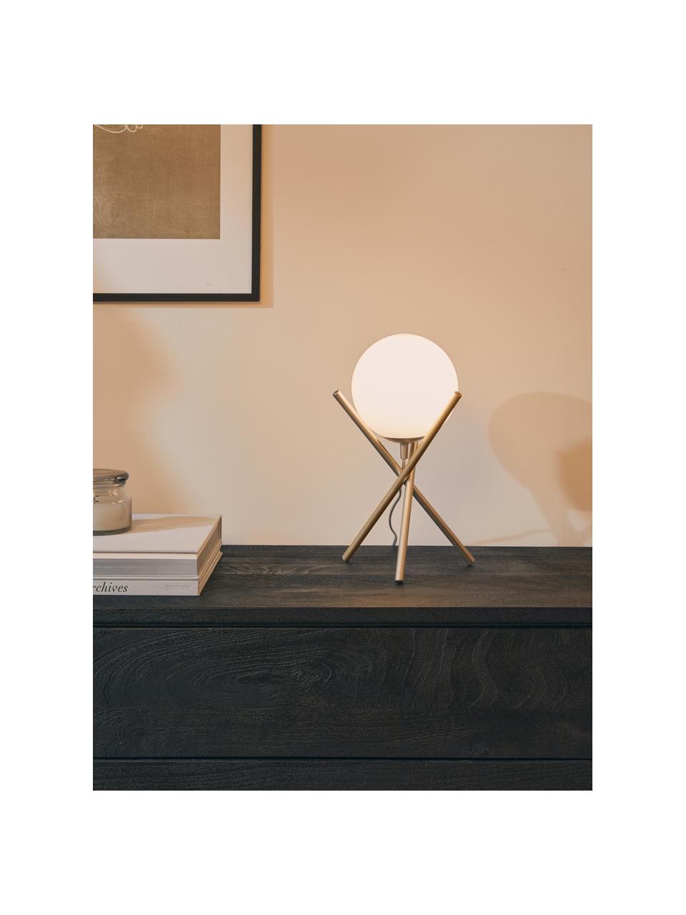 Malá stolní lampa se skleněným stínidlem Erik, Bílá, šampaň, Ø 15 cm, V 33 cm