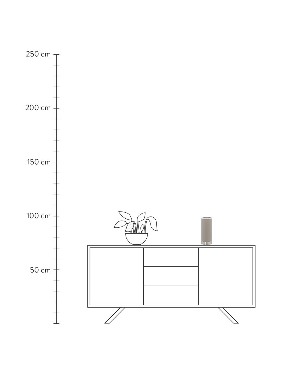 Lámpara de mesa pequeña regulable Pasteri, Pantalla: poliéster, Cable: plástico, Gris pardo, níquel, Ø 12 x Al 26 cm