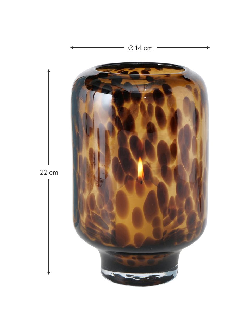 Windlicht Leopard van glas, Glas, geverfd, Bruintinten, Ø 14 x H 22 cm