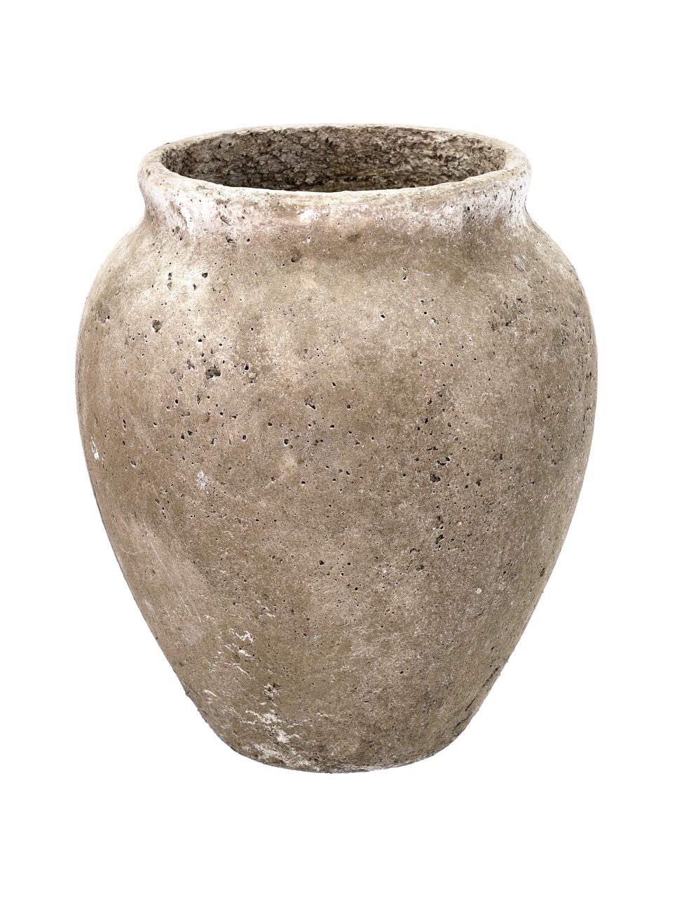 Grote plantenpot Loev van cement met antieke afwerking, Cement, Beige, Ø 31 x H 36 cm