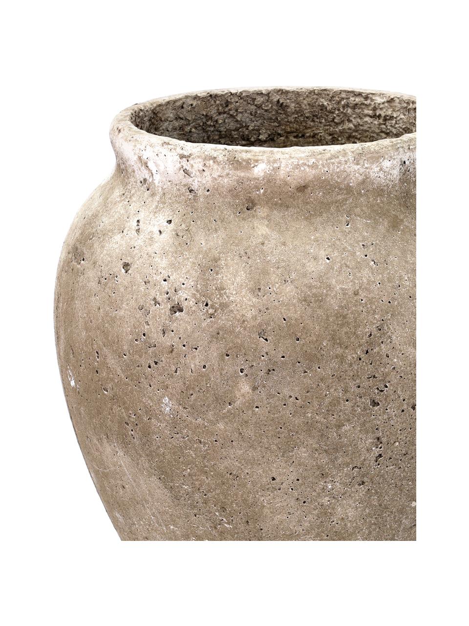 Grote plantenpot Loev van cement met antieke afwerking, Cement, Beige, Ø 31 x H 36 cm