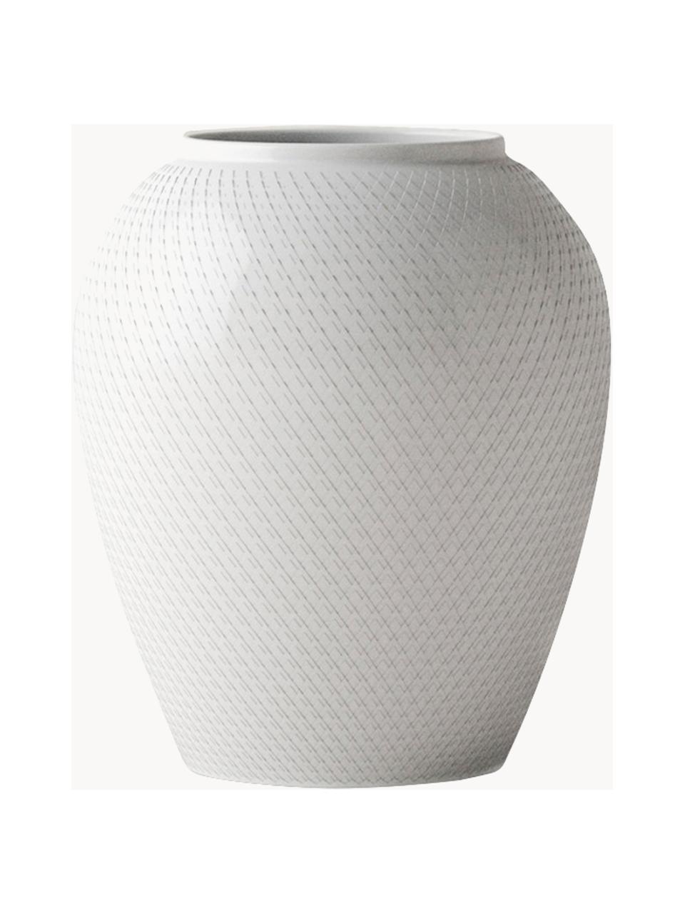 Vase en porcelaine artisanal Rhombe, haut. 25 cm, Porcelaine, Blanc, Ø 22 x haut. 25 cm