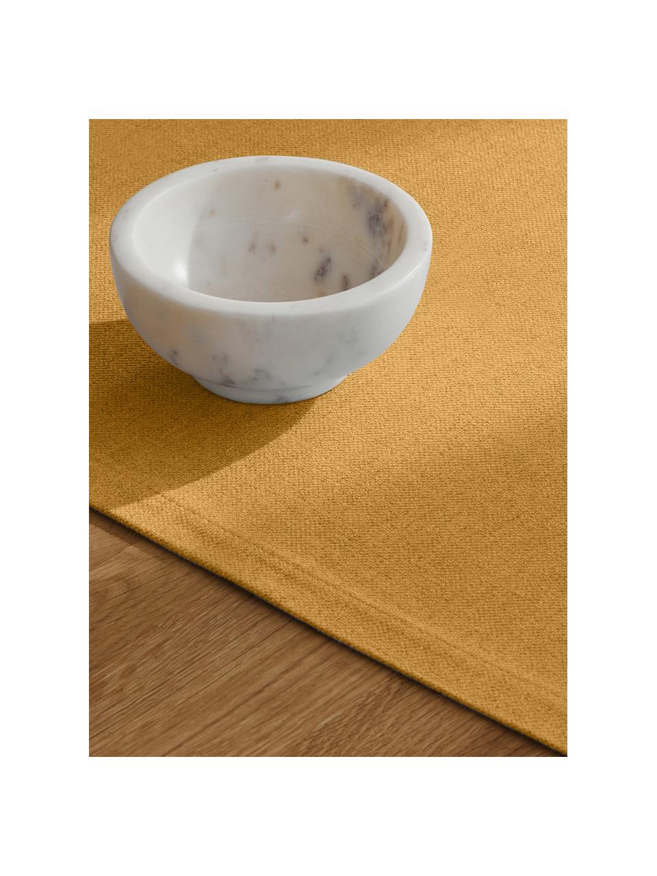 Bieżnik z mieszanki bawełny Riva, Musztardowy, S 40 x D 150 cm