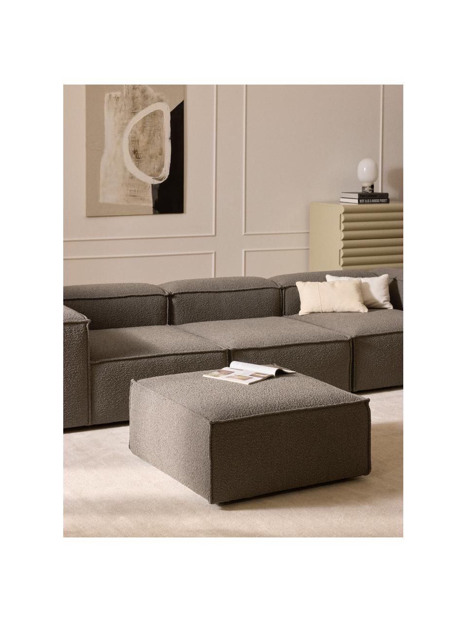 Sofa-Hocker Lennon aus Bouclé, Bezug: Bouclé (100 % Polyester) , Gestell: Massives Kiefernholz, Spe, Füße: Kunststoff Dieses Produkt, Bouclé Greige, B 88 x T 88 cm