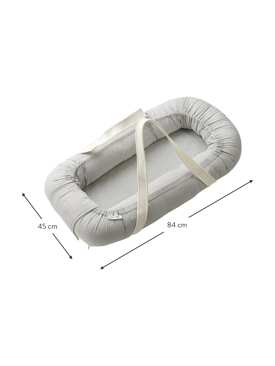 Babynest de algodón Gro, Funda: 100% algodón, Azul y blanco estampado, An 45 x L 84 cm