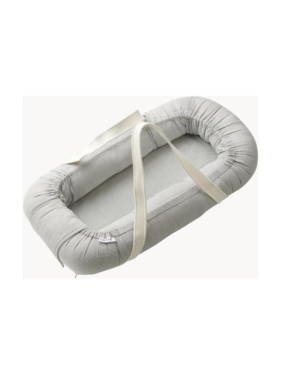 Babynast portatile in cotone Gro, Rivestimento: 100% cotone Imbottitura, Grigio, bianco, rigato, Larg. 45 x Lung. 84 cm