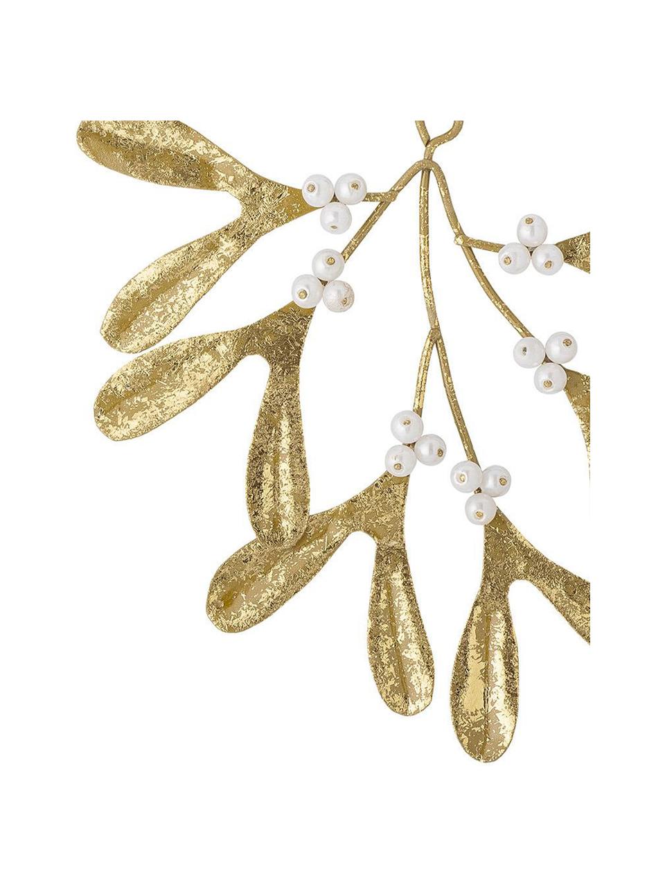 Muérdago decorativo con perlas Hatun, Hierro recubierto, Dorado, An 13 x Al 12 cm