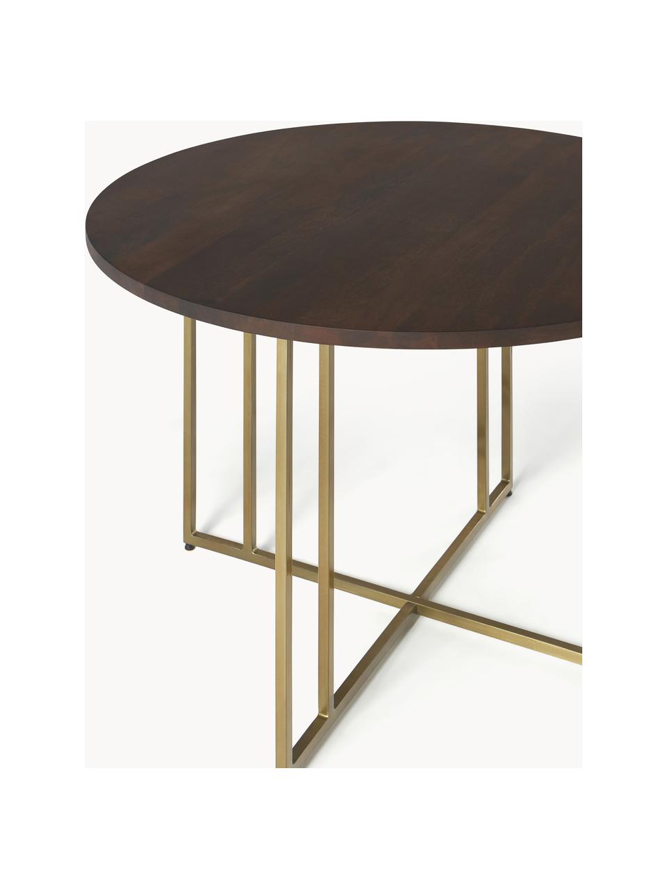 Table ronde en bois de manguier Luca, tailles variées, Manguier, cadre doré, Ø 120 cm