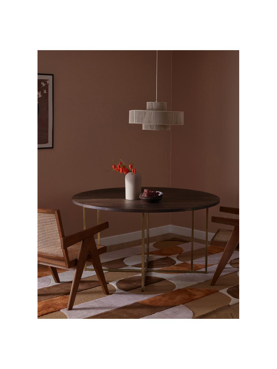 Tavolo rotondo in legno di mango Luca, in varie misure, Struttura: metallo verniciato a polv, Legno di mango, dorato, Ø 120 cm
