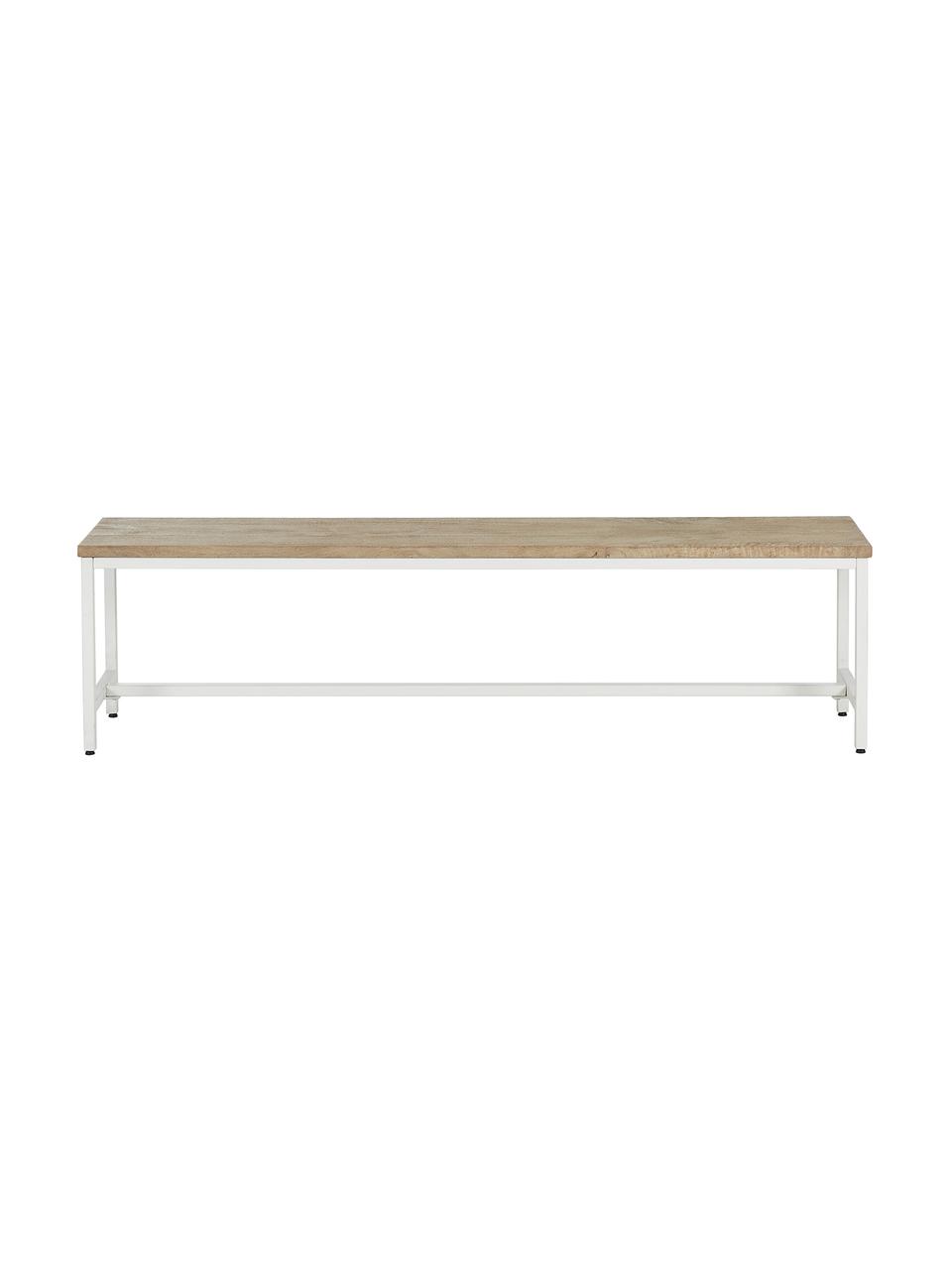 Banco de madera maciza Raw, Asiento: madera de mango maciza, c, Estructura: metal con pintura en polv, Asiento: madera de mango, Estructura: blanco mate, An 170 x Al 47 cm