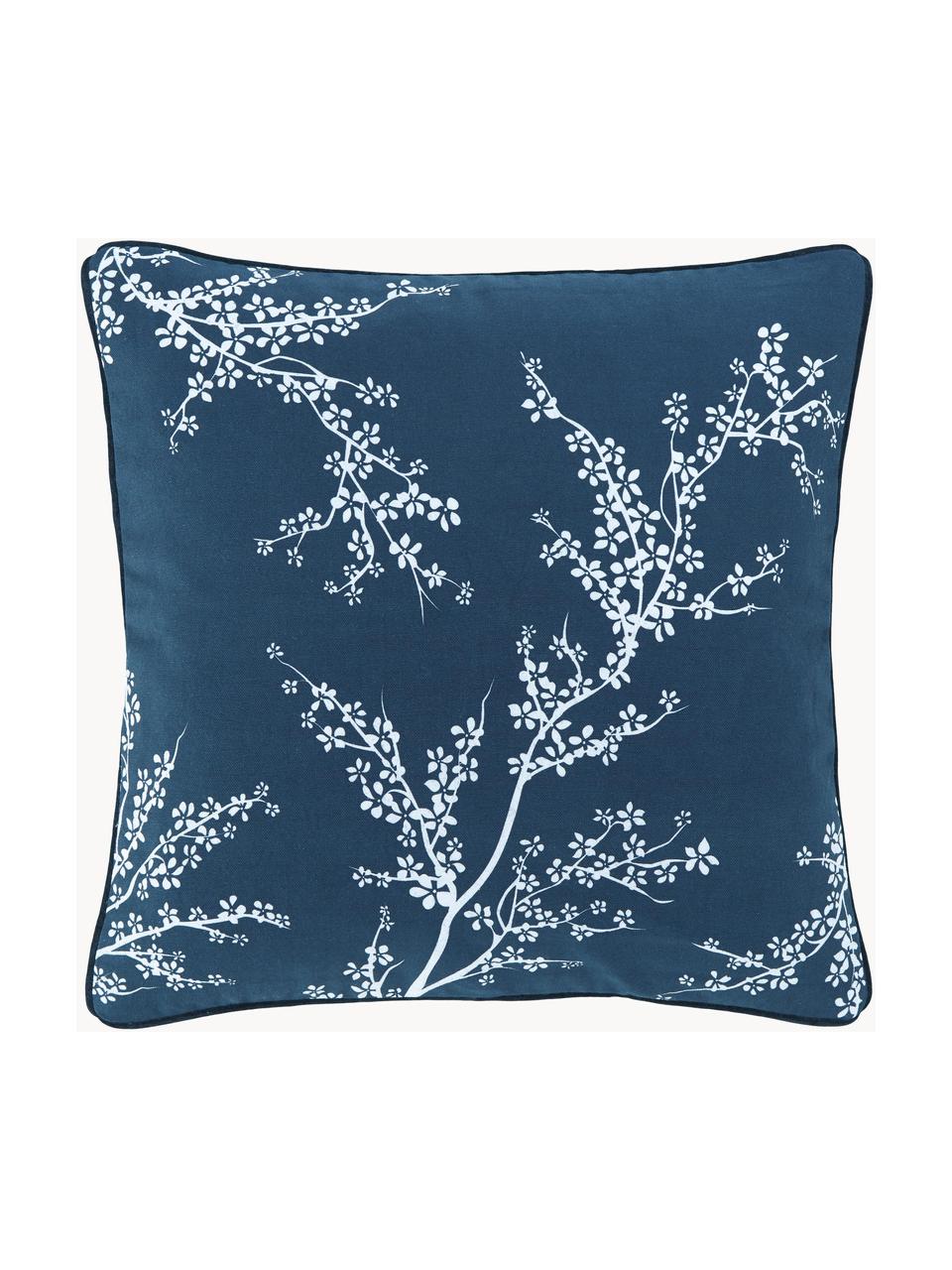 Housse de coussin 40x40 Jada, 100 % coton, Bleu foncé, blanc, larg. 40 x long. 40 cm