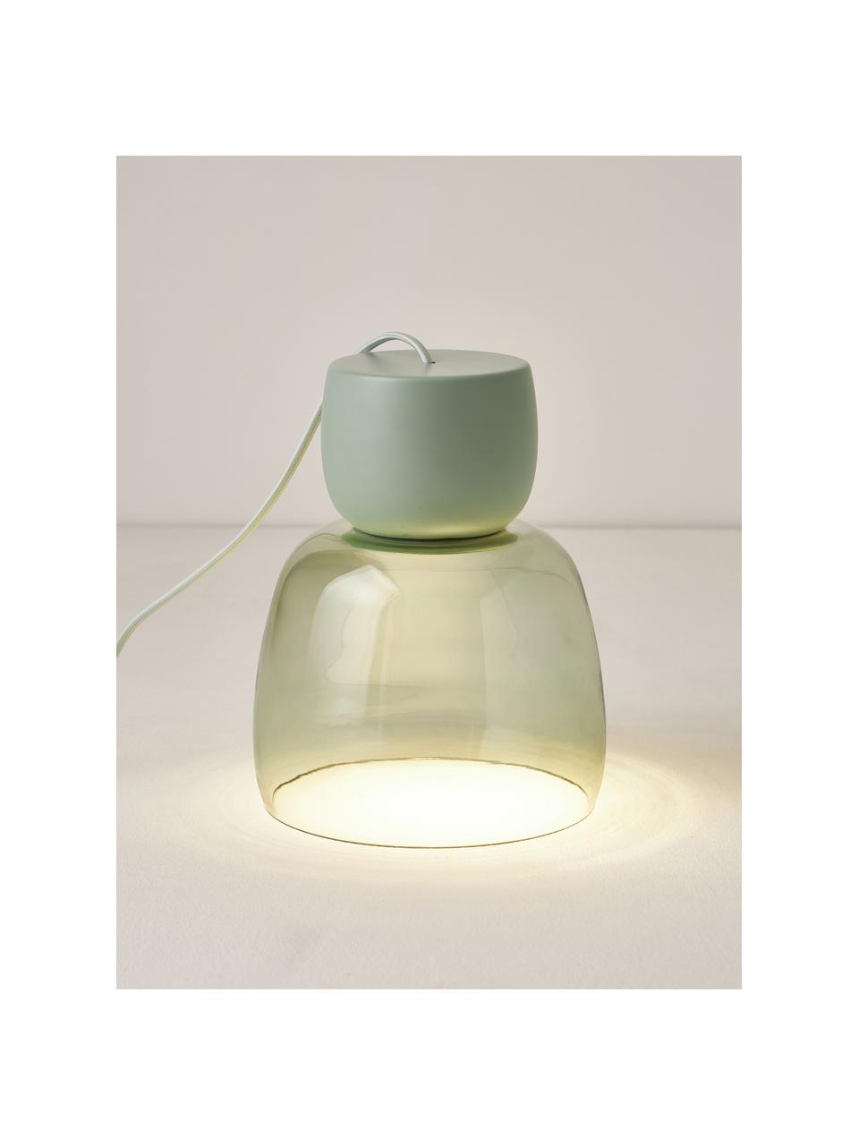Kleine Tischlampe Beira, Lampenschirm: Glass, Salbeigrün, Ø 20 x H 25 cm