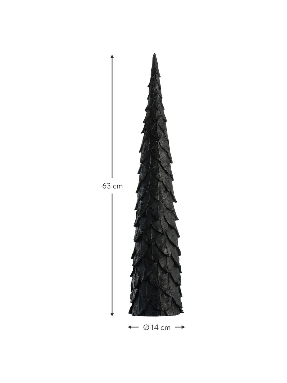 Figura decorativa artesanal pino Tree, Poliresina, Negro, Ø 14 x Al 63 cm