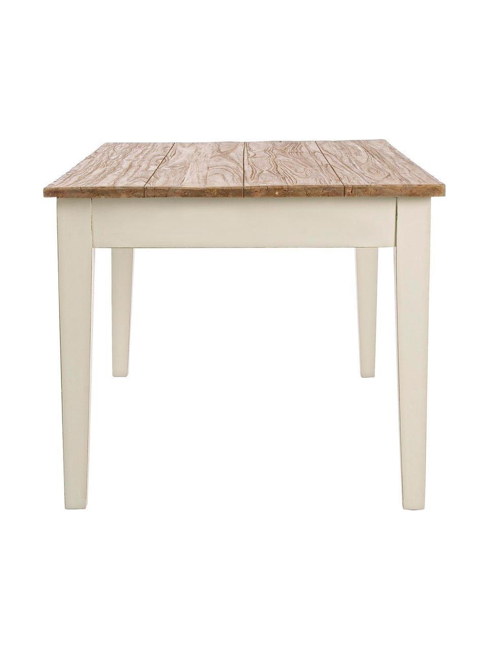 Mesa de comedor Siena, Estructura: madera de wadang, Tablero: madera de teca Acabado a , Beige, crema, An 160 x F 90 cm