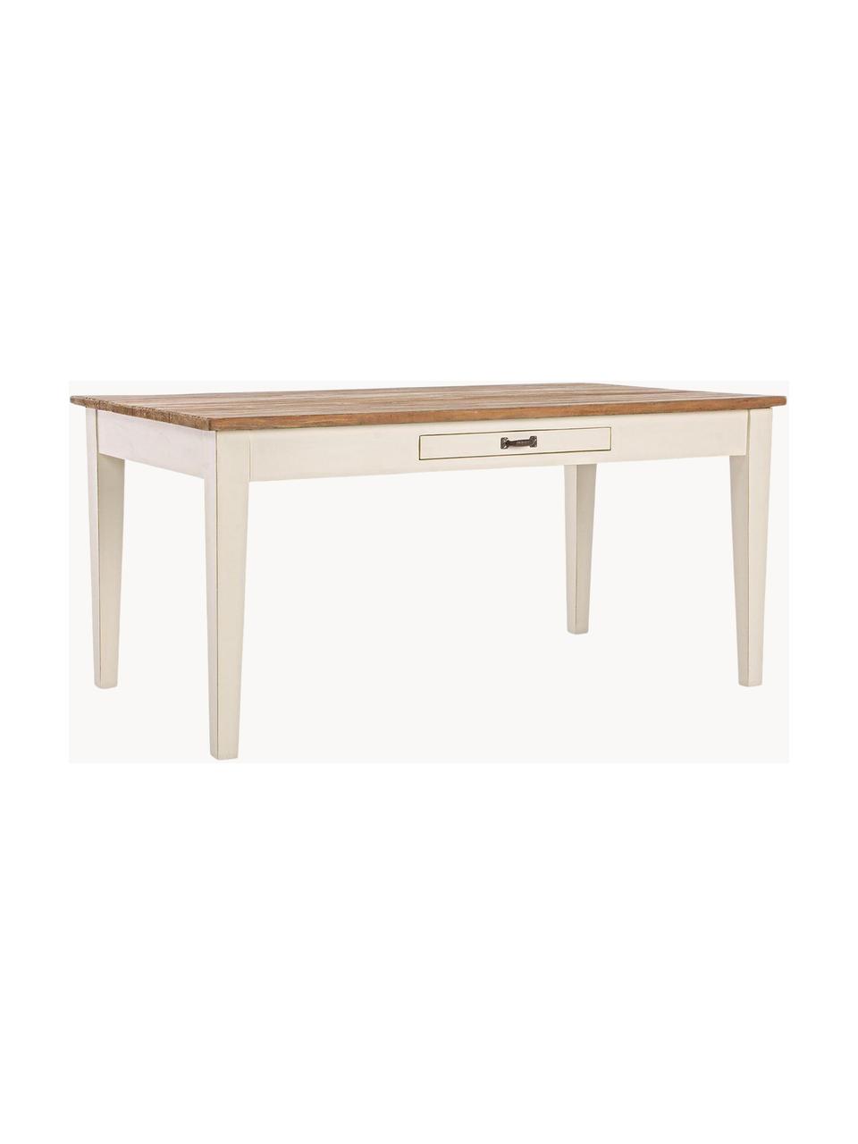 Mesa de comedor Siena, Estructura: madera de wadang, Tablero: madera de teca Acabado a , Beige, crema, An 160 x F 90 cm