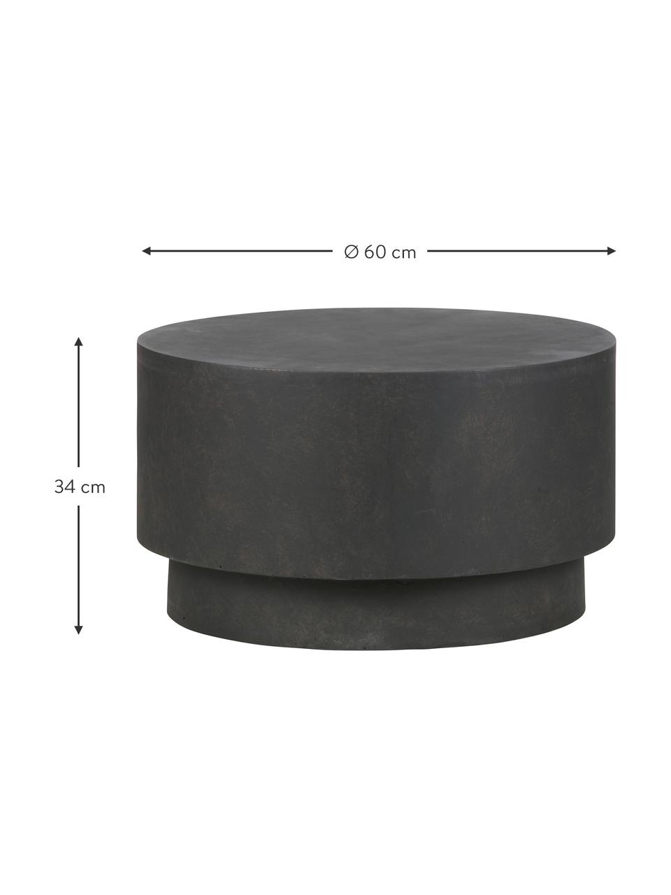Mesa de centro redonda para exterior de cemento Dean, Revestimiento de hormigón y fibra de vidrio, Marrón oscuro, Ø 60 x Al 34 cm