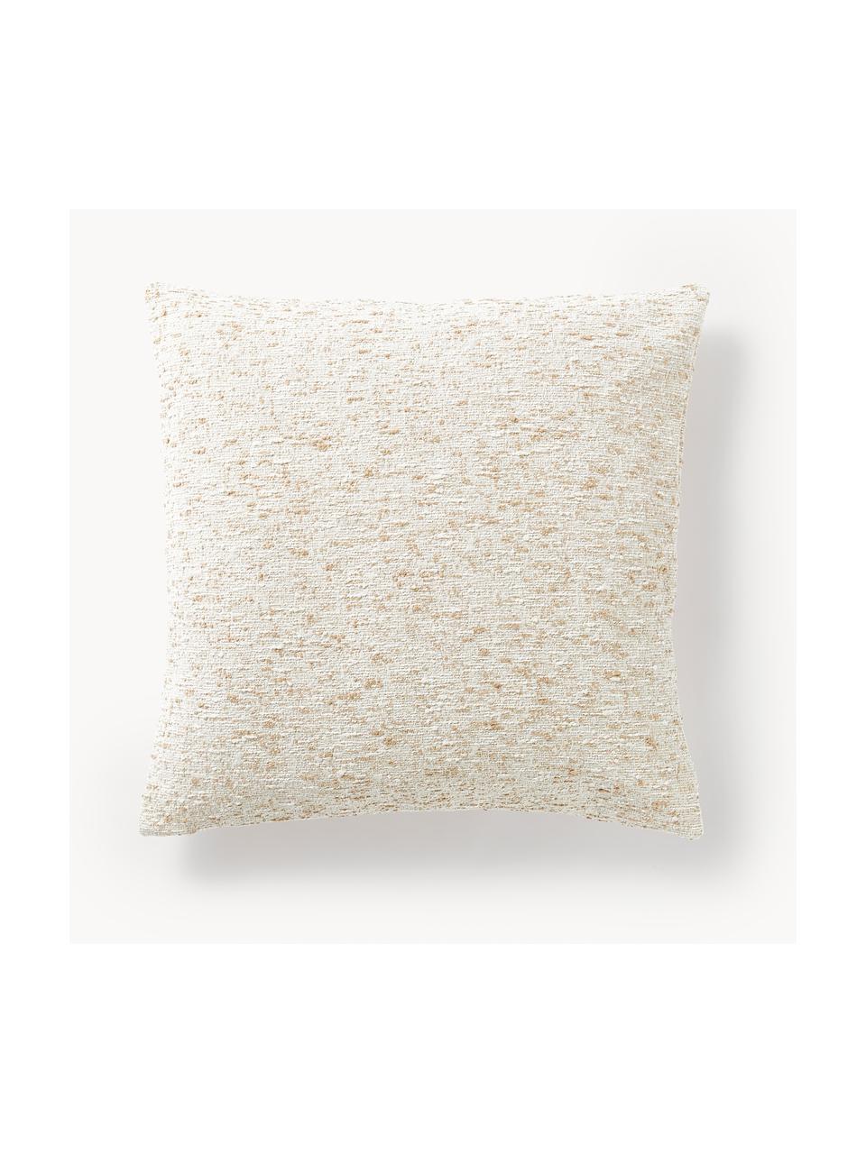 Housse de coussin 50x50 en tissu bouclé Talea, Tissu bouclé (92 % coton, 8 % polyester)

Le bouclé est une matière qui se caractérise par sa texture aux courbes irrégulières. La surface caractéristique est créée par des boucles tissées de fils différents qui confèrent au tissu une structure unique. La structure bouclée a un effet à la fois isolant et moelleux, ce qui rend le tissu particulièrement douillet, Beige clair, blanc cassé, larg. 50 x long. 50 cm